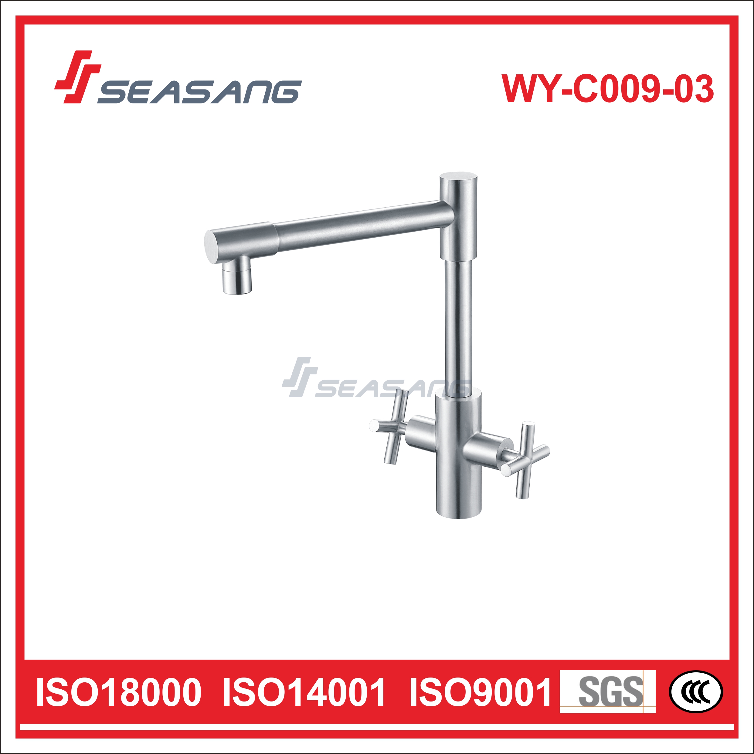 Stainless Steel Double Handle Faucet for Kitchen Sink WY-C009-03