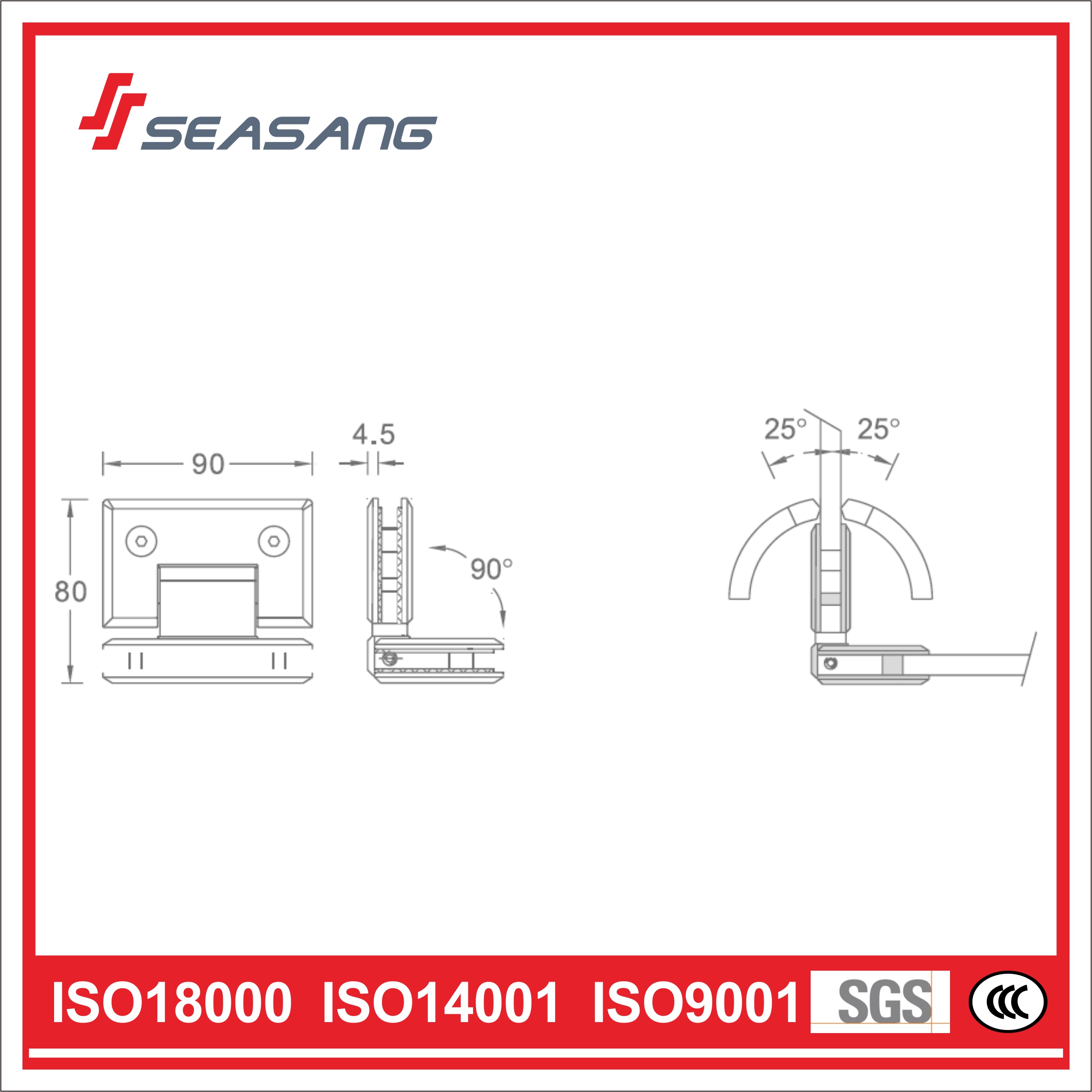 Seasang Door Hardware Custom Glass Accessories Skh012b